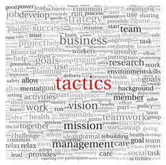 Business tactics in word tag cloud