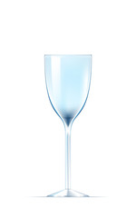 Empty glass of white wine on white background