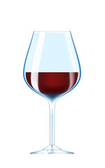 Glass of red wine on white background