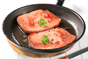 Pan fried lunchmeat