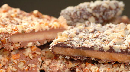 Variety of English Toffee with a shallow depth of field