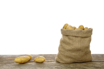 jute bag with potatoes