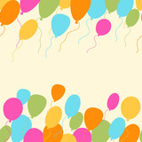 Birthday invitation card with cute ballons