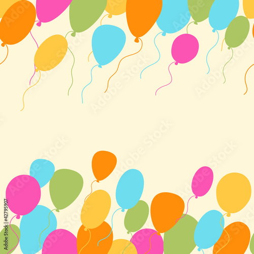 Birthday invitation card with cute ballons