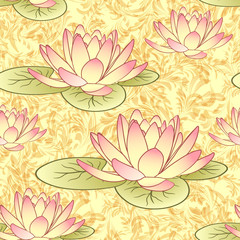 Seamless pattern with lotus flowers