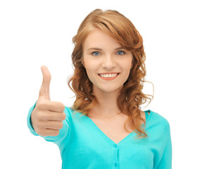 teenage girl with thumbs up