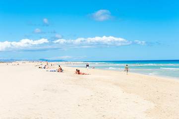 Fototapeta na wymiar view of the public beach on Fuerteventura