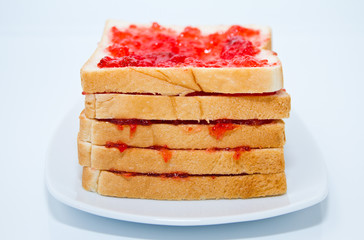 bread with jam  in the plate