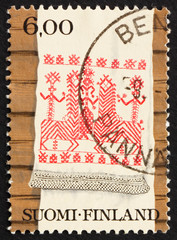 Postage stamp Finland 1980 Kaspaikka Towel Design, Ritual Towel