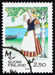 Postage stamp Finland 1989 Woman from Veteli