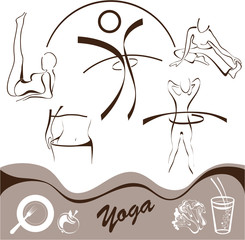 yoga,  set  icon, logos vector