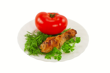 Сhicken leg with herbs and tomato