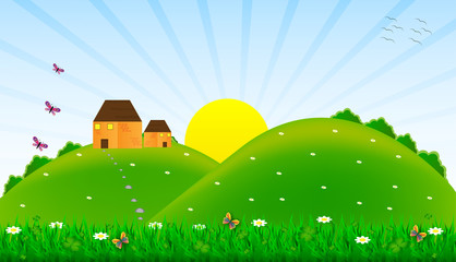 Fototapeta premium House on the hill