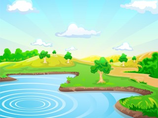 Fototapeta na wymiar landscape background with lake