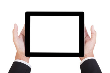 businessman hold tablet