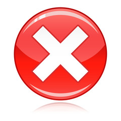 Red cross button - refuse, wrong answer, cancel, delete