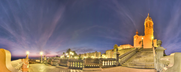 Naklejka premium Sant Bartomeu i Santa Tecla church at Sitges, Spain