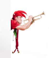 jester blowing trumpet - 42808171