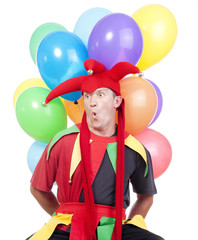 jester with balloons