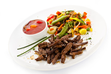 Roasted meat and vegetables 