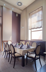 Table and chairs in a restaurant