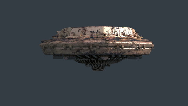 Ufo, loopable 3d animation with alpha-matte