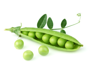 Green pea with leaves