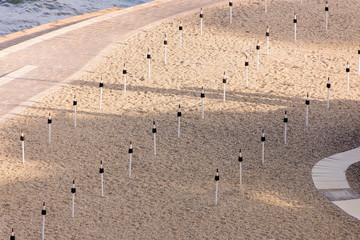Umbrellas sticks on the beach