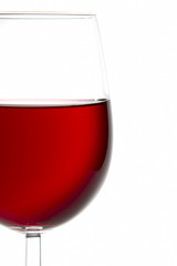 Glass of red wine on white background