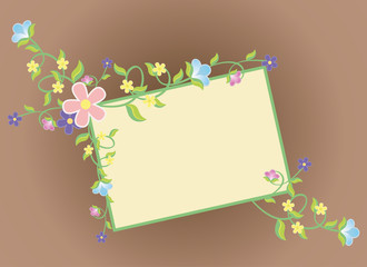 vector brown background with color flowers frame