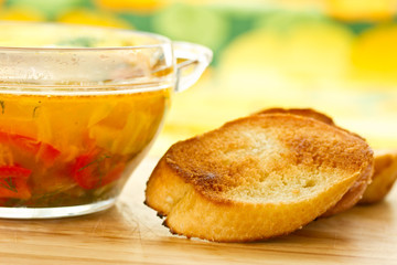 vegetable soup with croutons