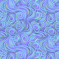 Vector seamless abstract hand-drawn pattern with waves