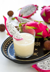 Lychee,Pineapple,Dragon fruit  smoothie