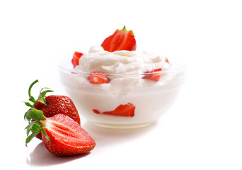 Isolated fresh Strawberry with Creme