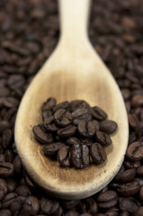 Obraz premium Café, cuchara de madera