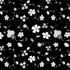 Tableaux sur verre Fleurs noir et blanc Floral noir et blanc sans couture