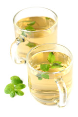 Mint leaf and freshly made mint tea