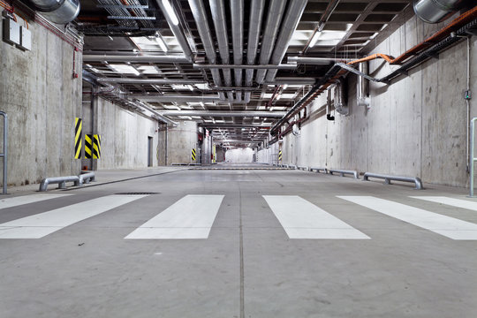 Concrete underground road, parking garage