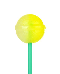 Sweet and tasty lollipop isolated on white close-up