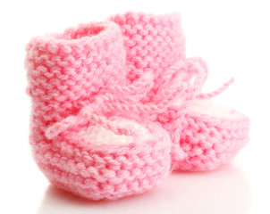 pink baby boots isolated on white