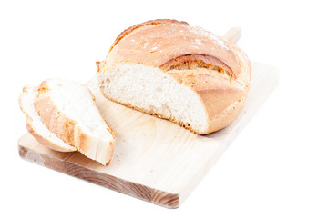 Bread slices of an isolated Hogaza (Spanish bread similar to bre