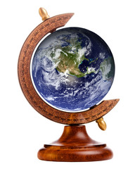 Image of planet earth on stand for antique globe