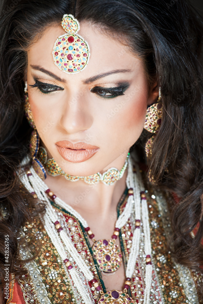 Wall mural portrait of a beautiful indian bride