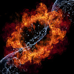 Water and fire connection, representation of elements.