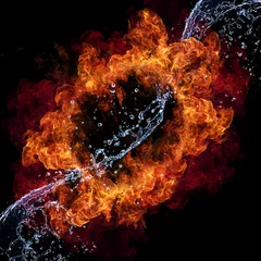 Photo sur Plexiglas Flamme Raccordement eau et feu, représentation des éléments.