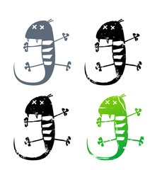 Crushed cute grunge gecko