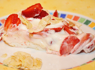 Strawberry dessert with whipped cream