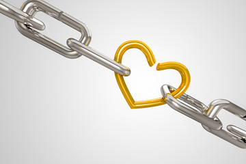 3d Shackel attached with Golden Heart