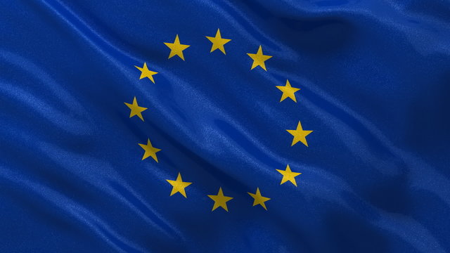 Seamless loop of European Union flag in the wind