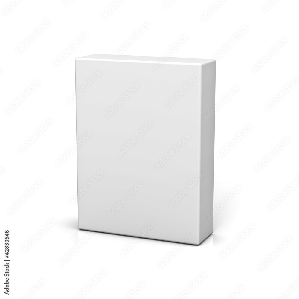 Poster blank box on white background with reflection